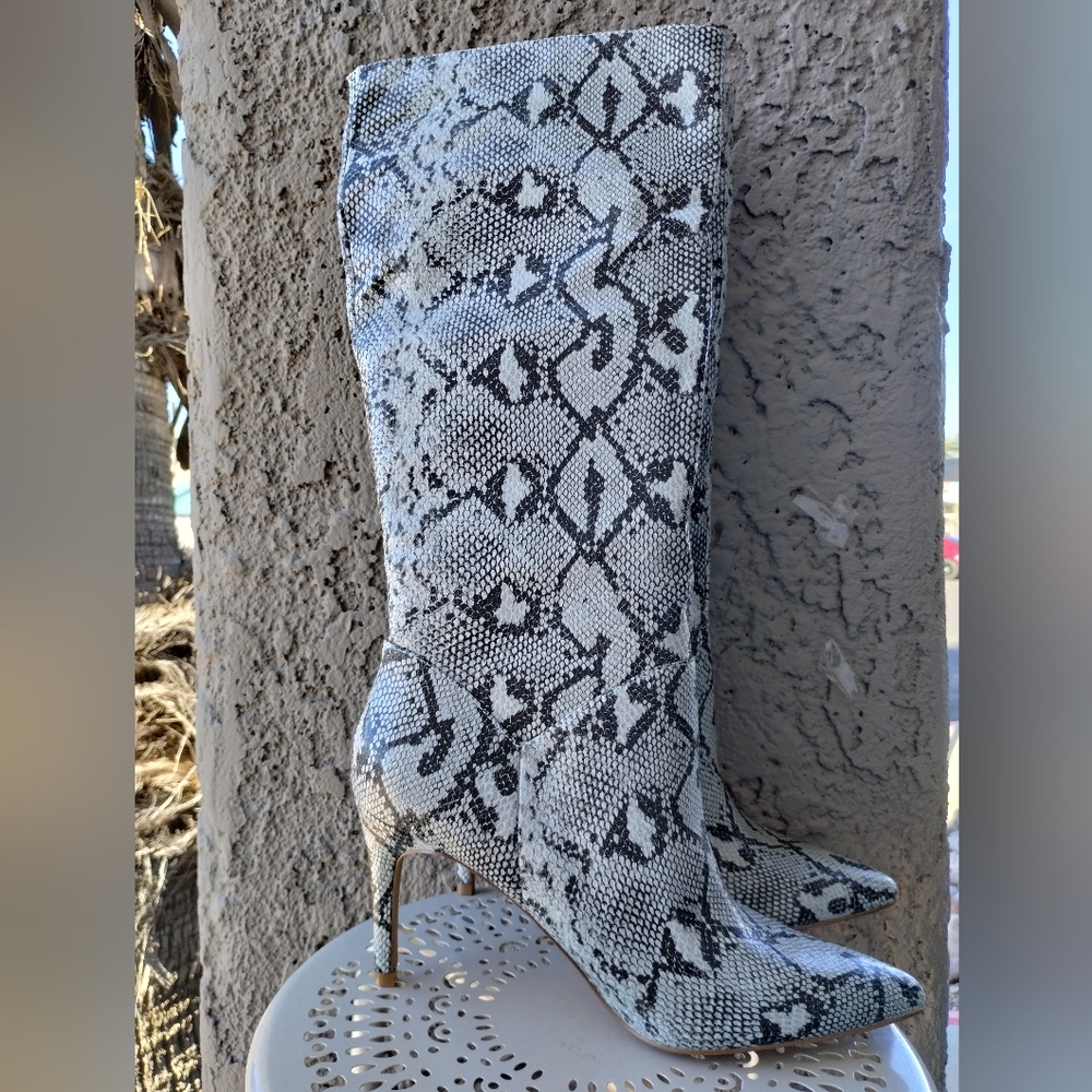Steve Madden Snake Skin knee high pointed boots